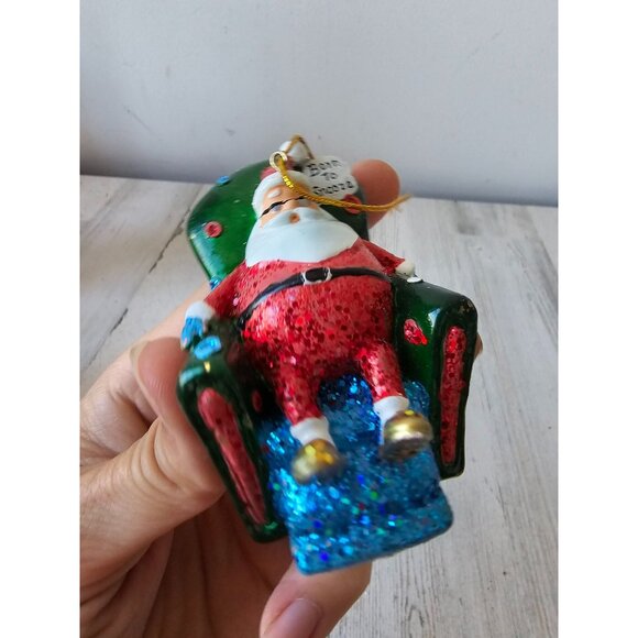 Santa couch glitter ornament sparkle Xmas tree - Picture 7 of 9